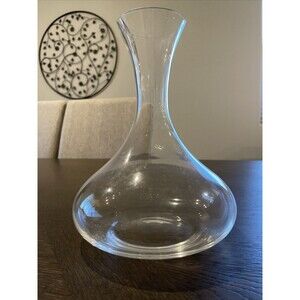 Crate and Barrel Hip Glass Wine Carafe Decanter 9.5”Tall 7” Wide